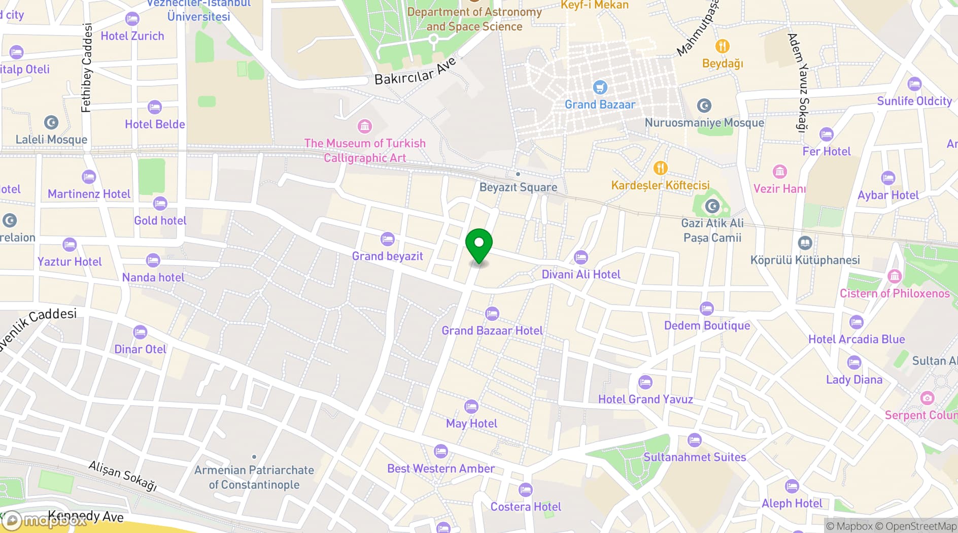 Map showing Radisson Hotel President Old Town Istanbul