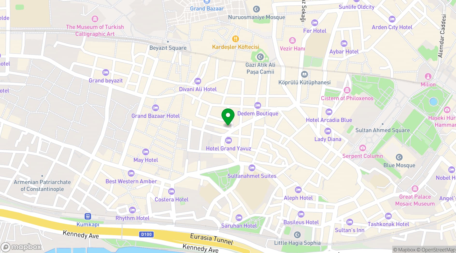 Map showing AJWA Hotels
