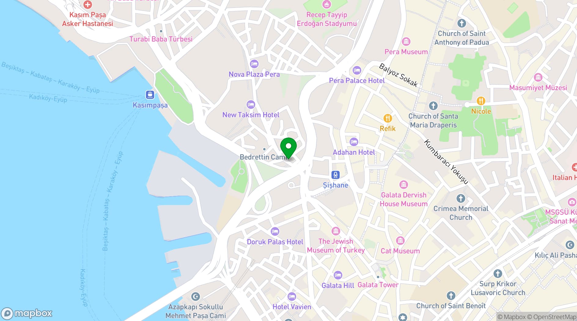 Map showing Galata Istanbul Hotel