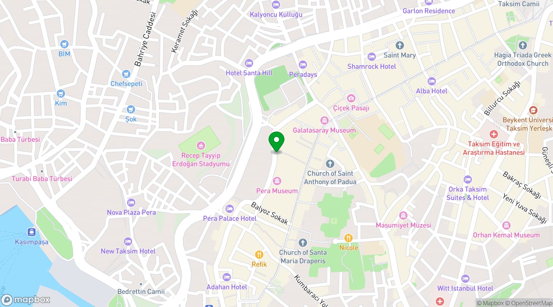 Map showing Grand Hotel de Pera