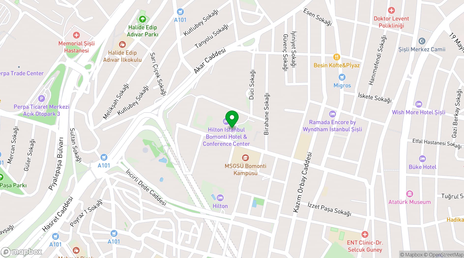 Map showing HUB Istanbul