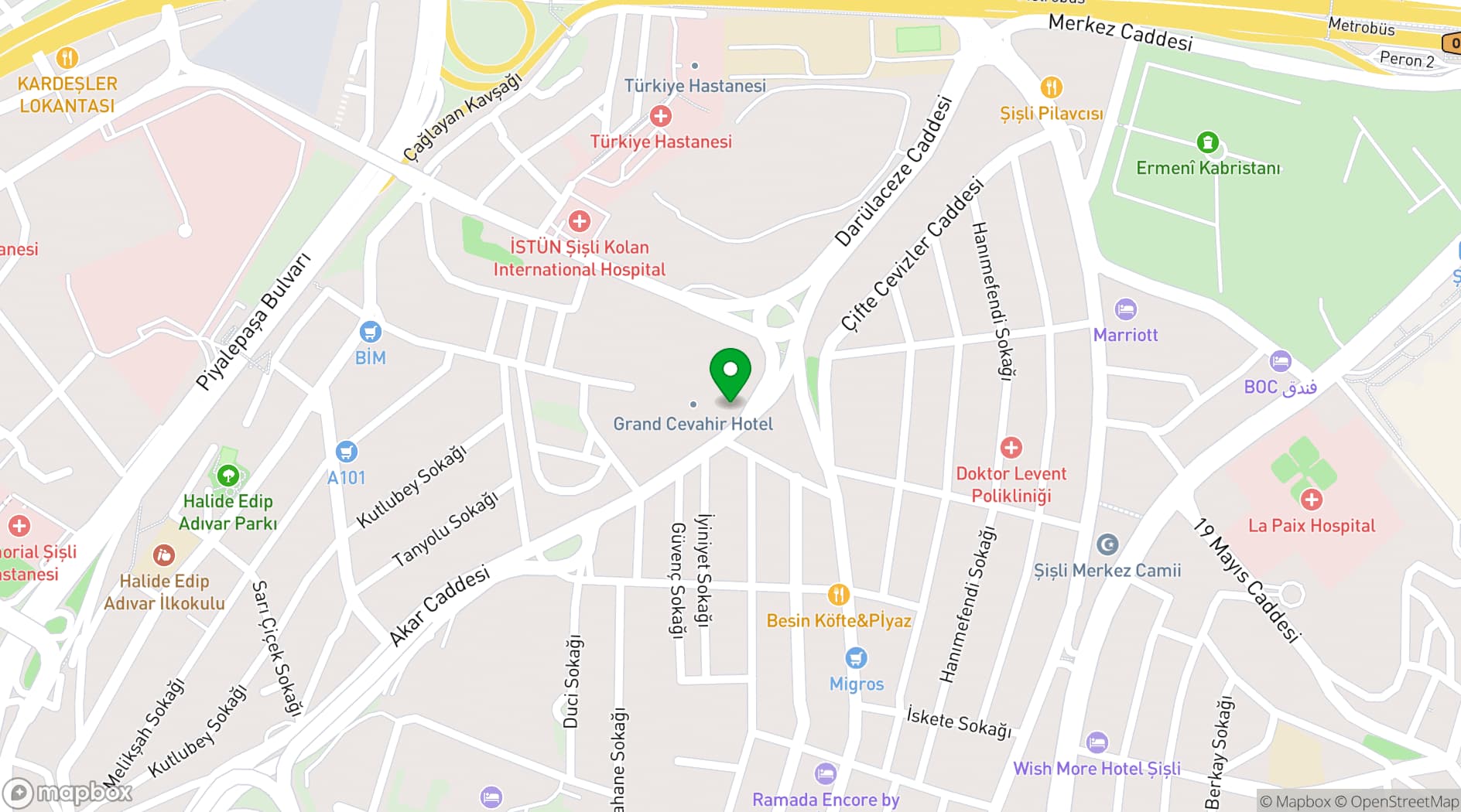 Map showing Grand Cevahir Hotel & Convention Center
