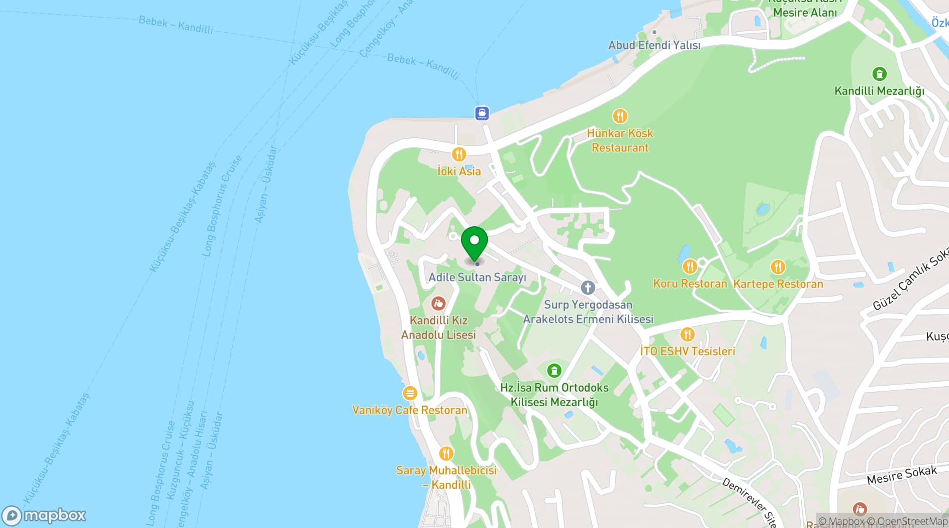 Map showing Adile Sultan Palace