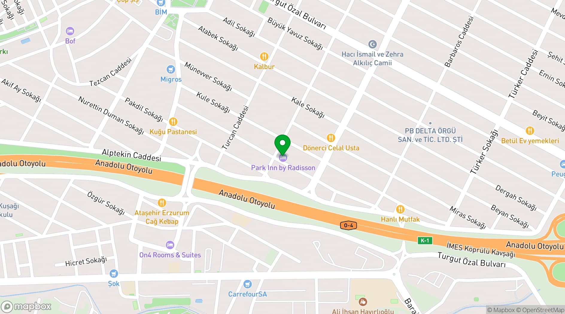 Map showing Park Inn by Radisson Istanbul Atasehir