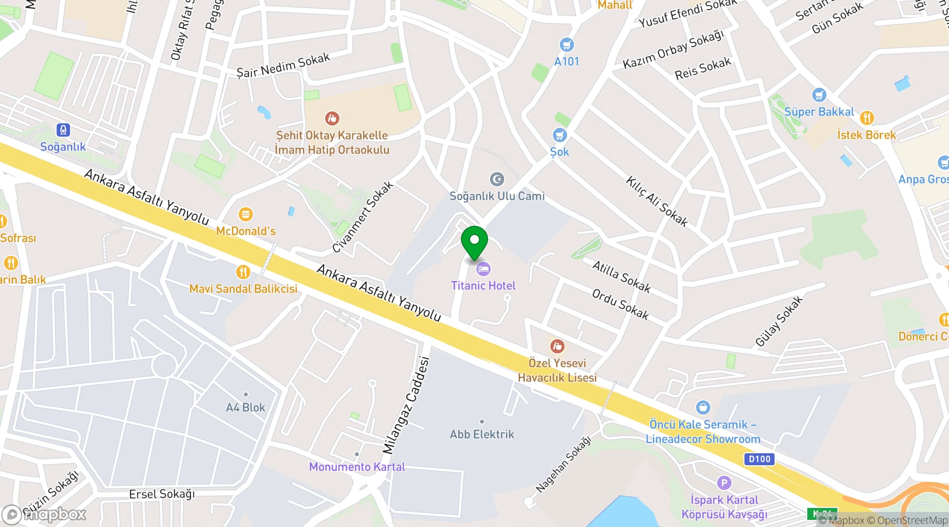 Map showing Titanic Business Kartal