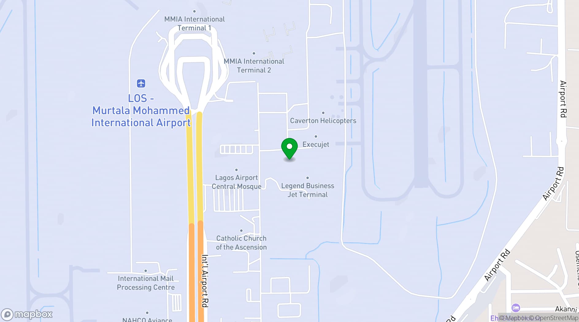 Map showing Legend Hotel Lagos Airport, Curio Collection by Hilton