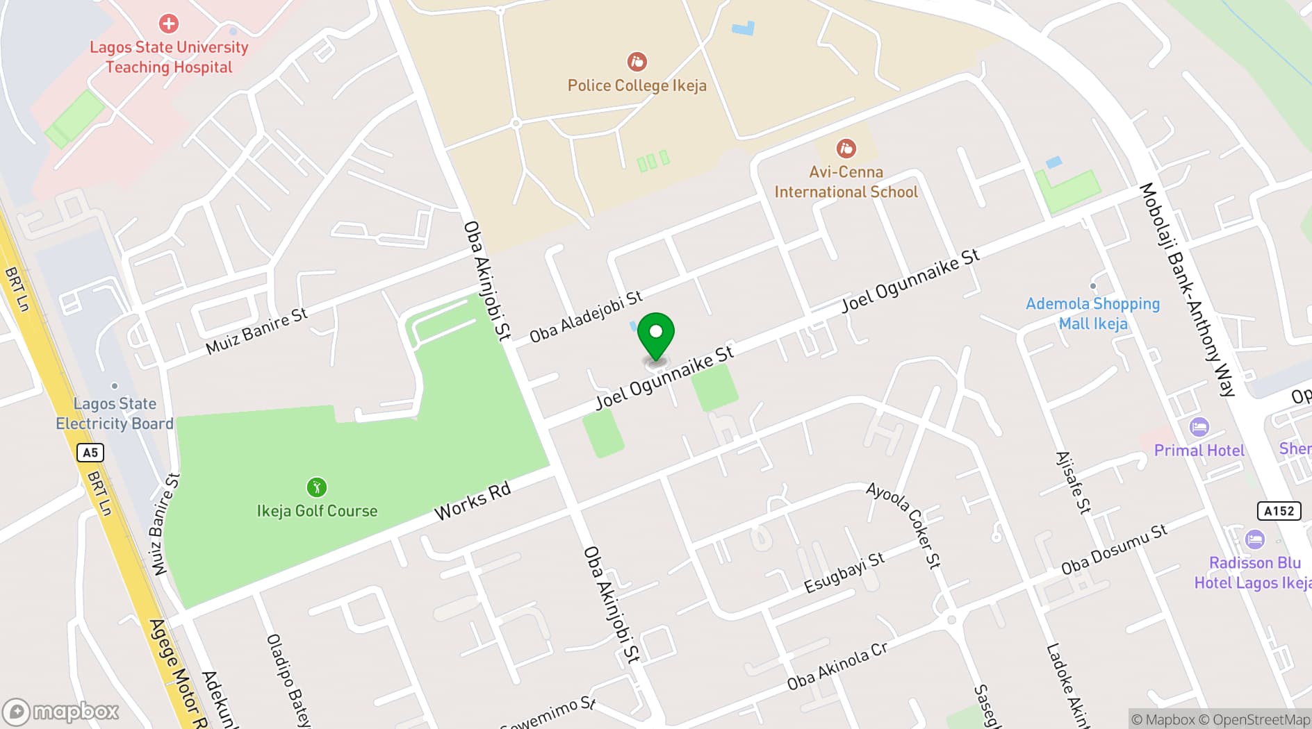 Map showing Lagos Marriott Hotel Ikeja