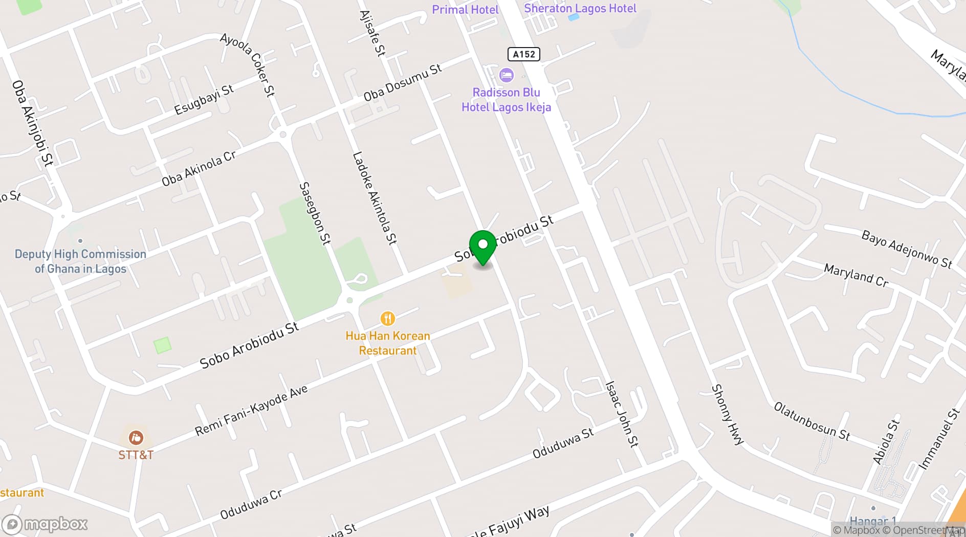 Map showing BON Hotel Ikeja Residence
