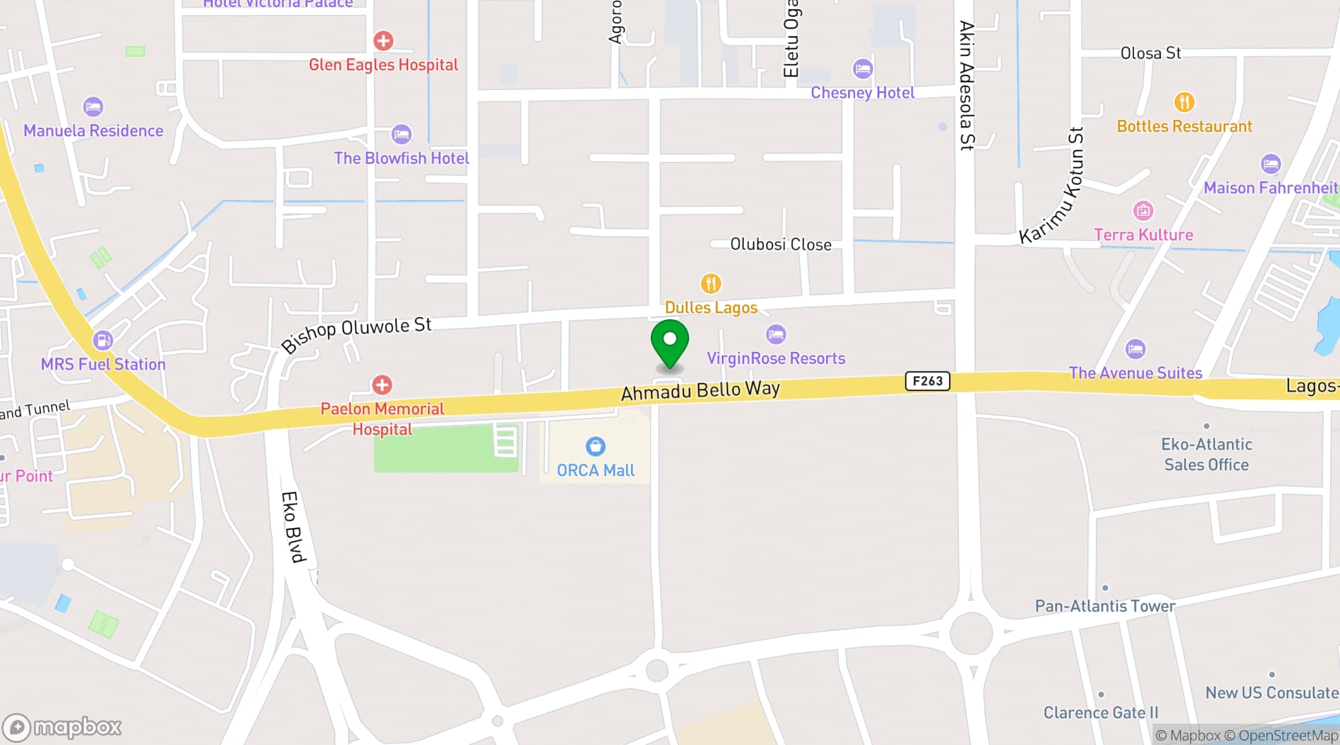 Map showing BWC Hotel