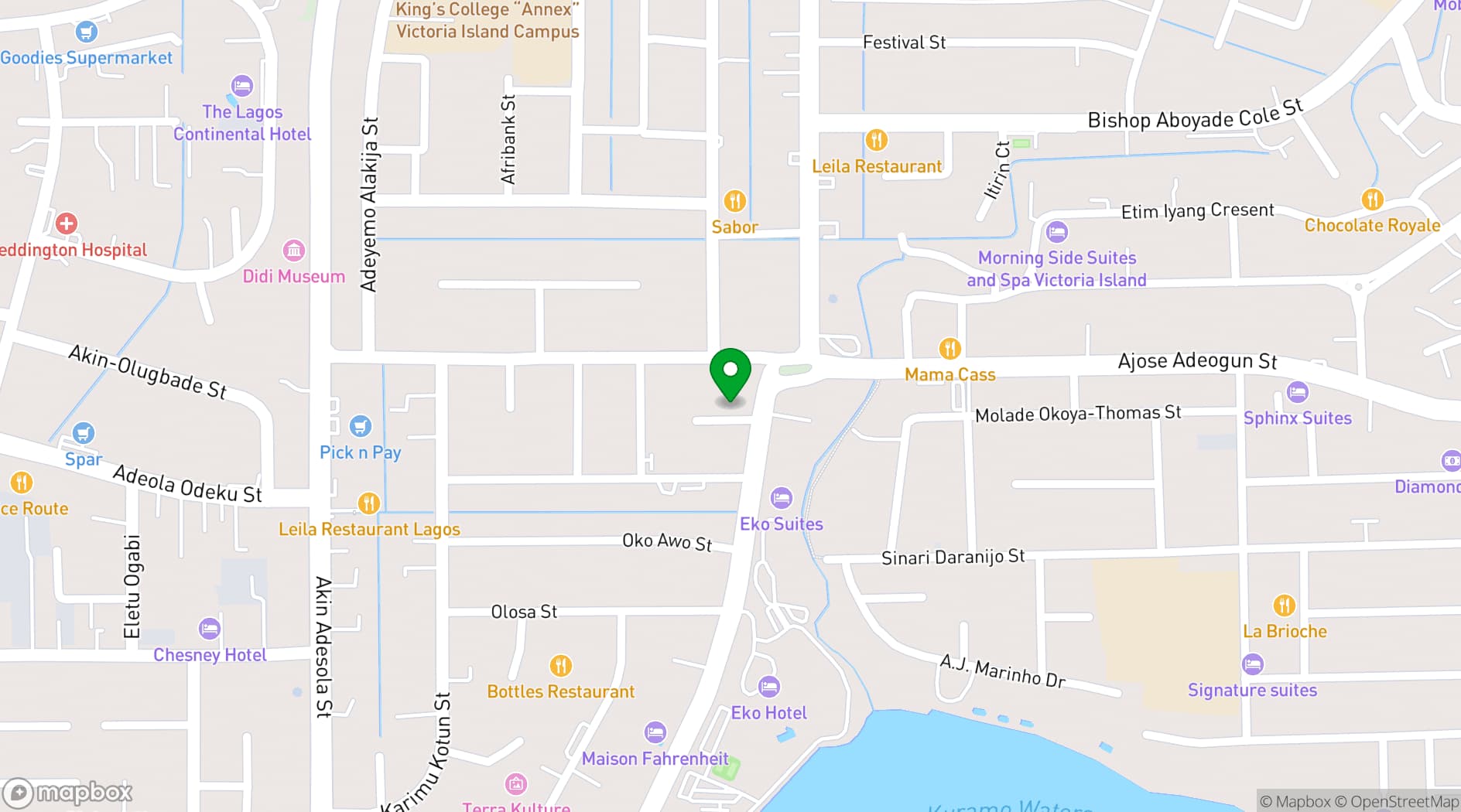 Map showing Park Inn by Radisson Serviced Apartments Lagos Victoria Island