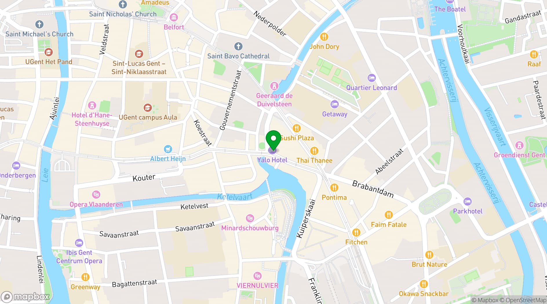 Map showing Yalo Hotel