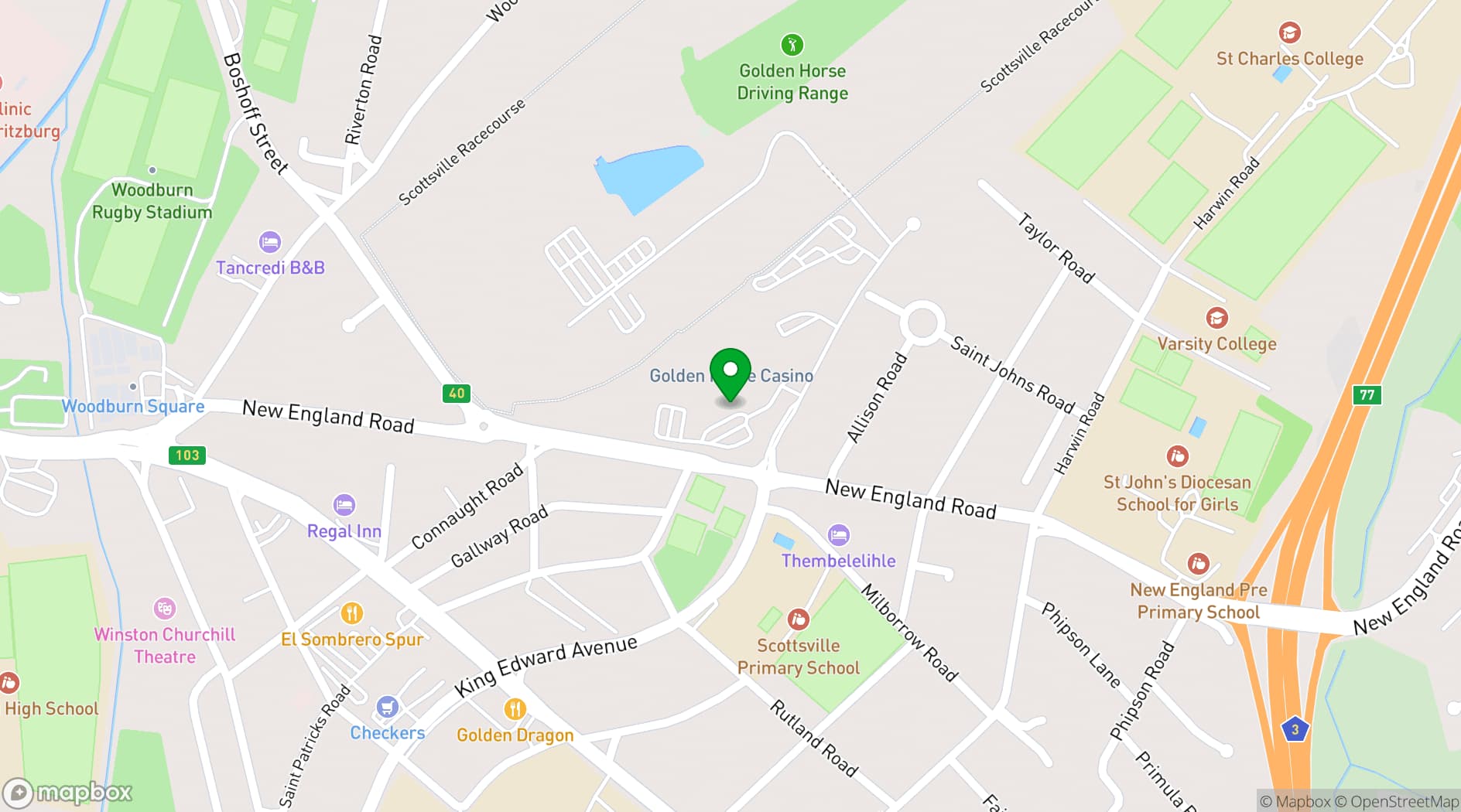 Map showing Golden Horse Casino