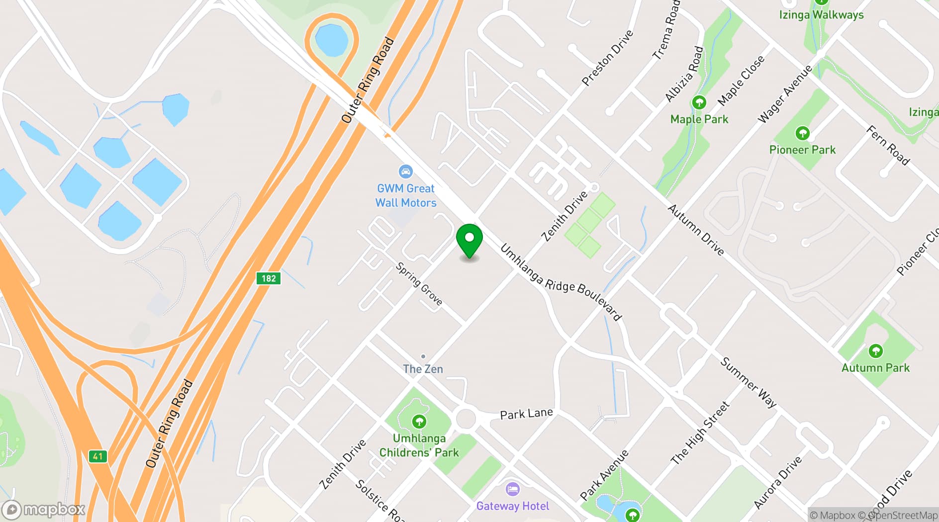 Map showing Urban Park Hotel and Spa