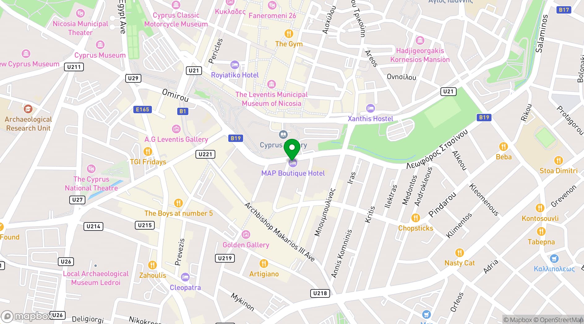 Map showing MAP Hotel Cyprus