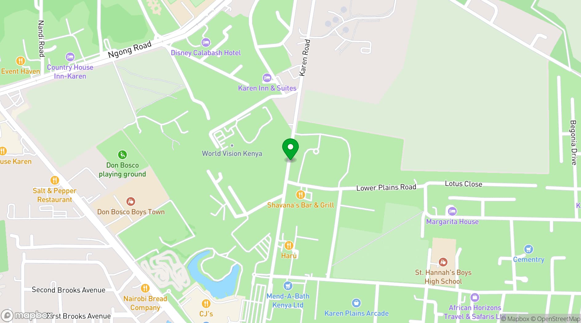 Map showing Karen Country Club