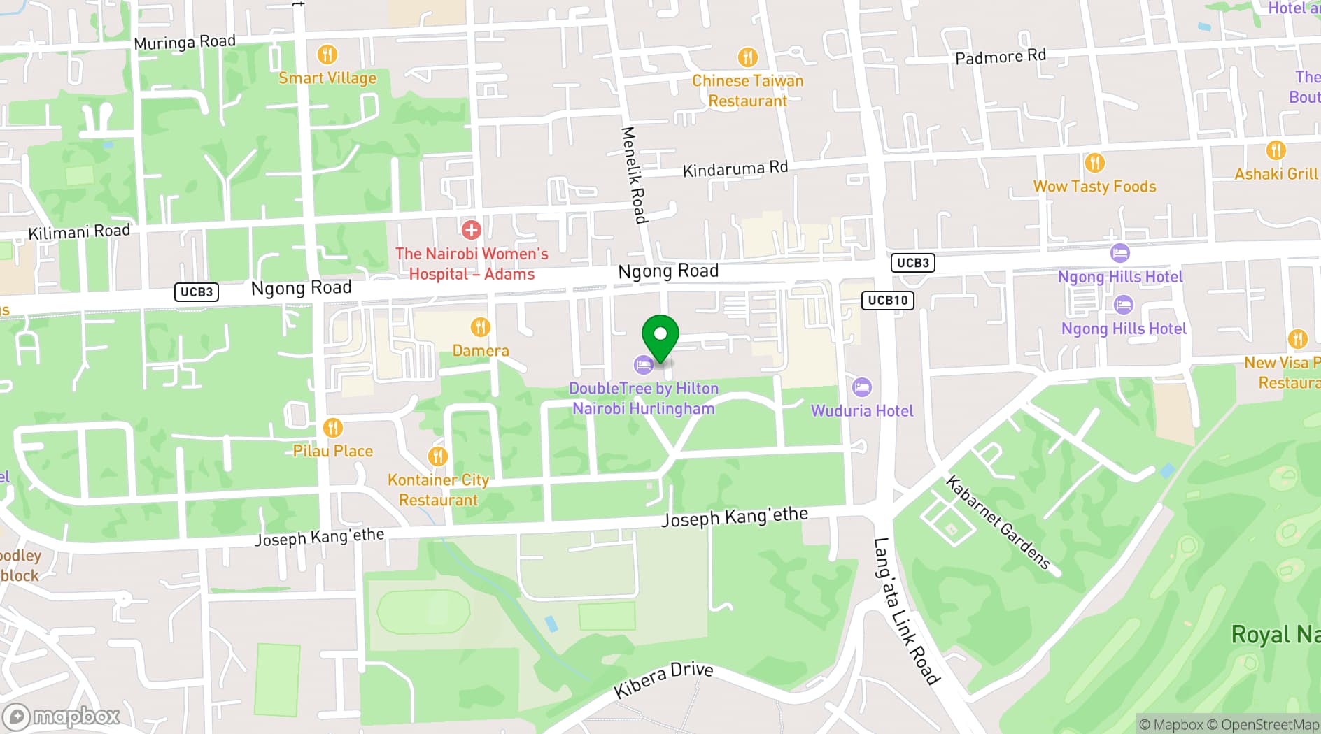 Map showing DoubleTree by Hilton Nairobi Hurlingham