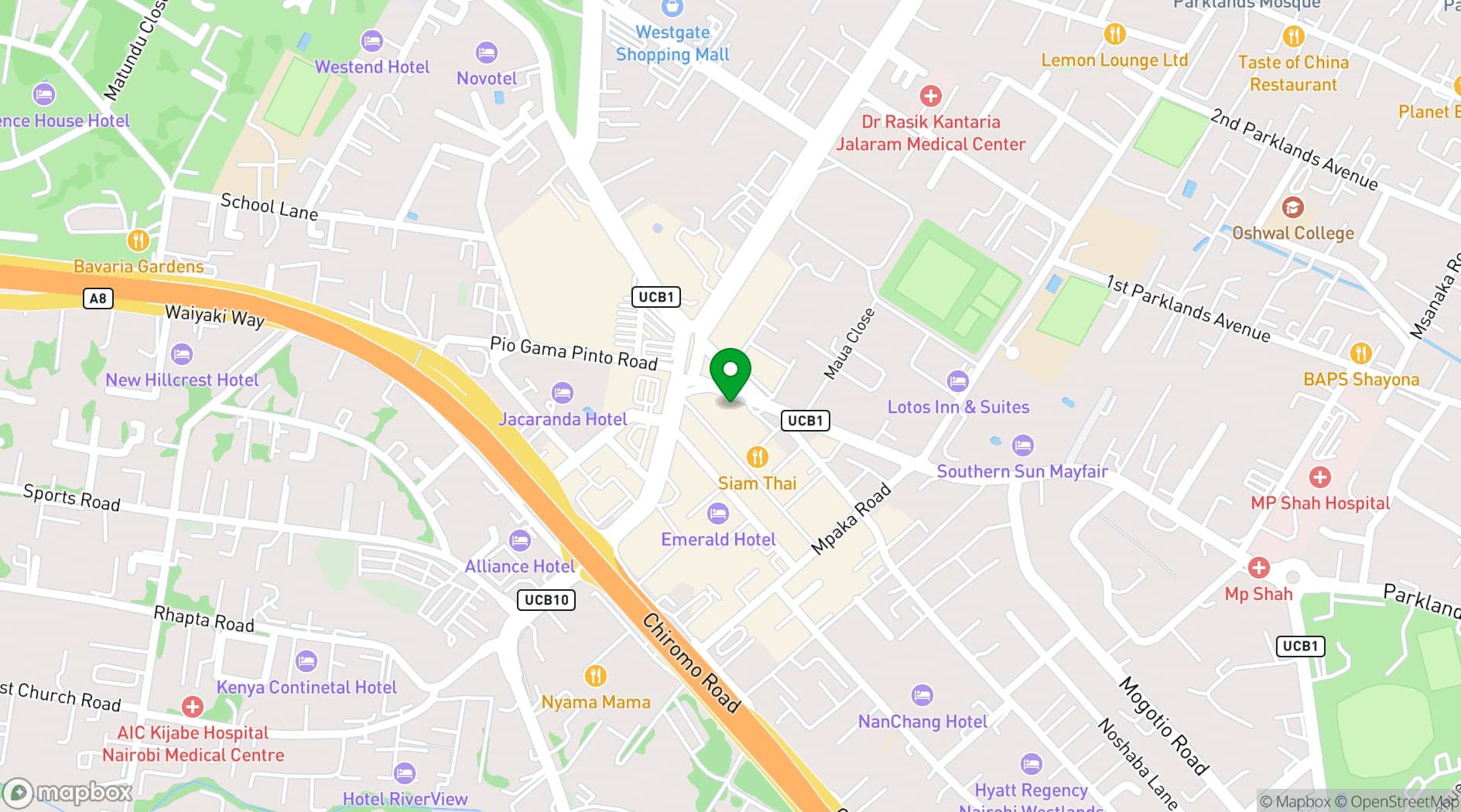 Map showing The Alchemist, Nairobi