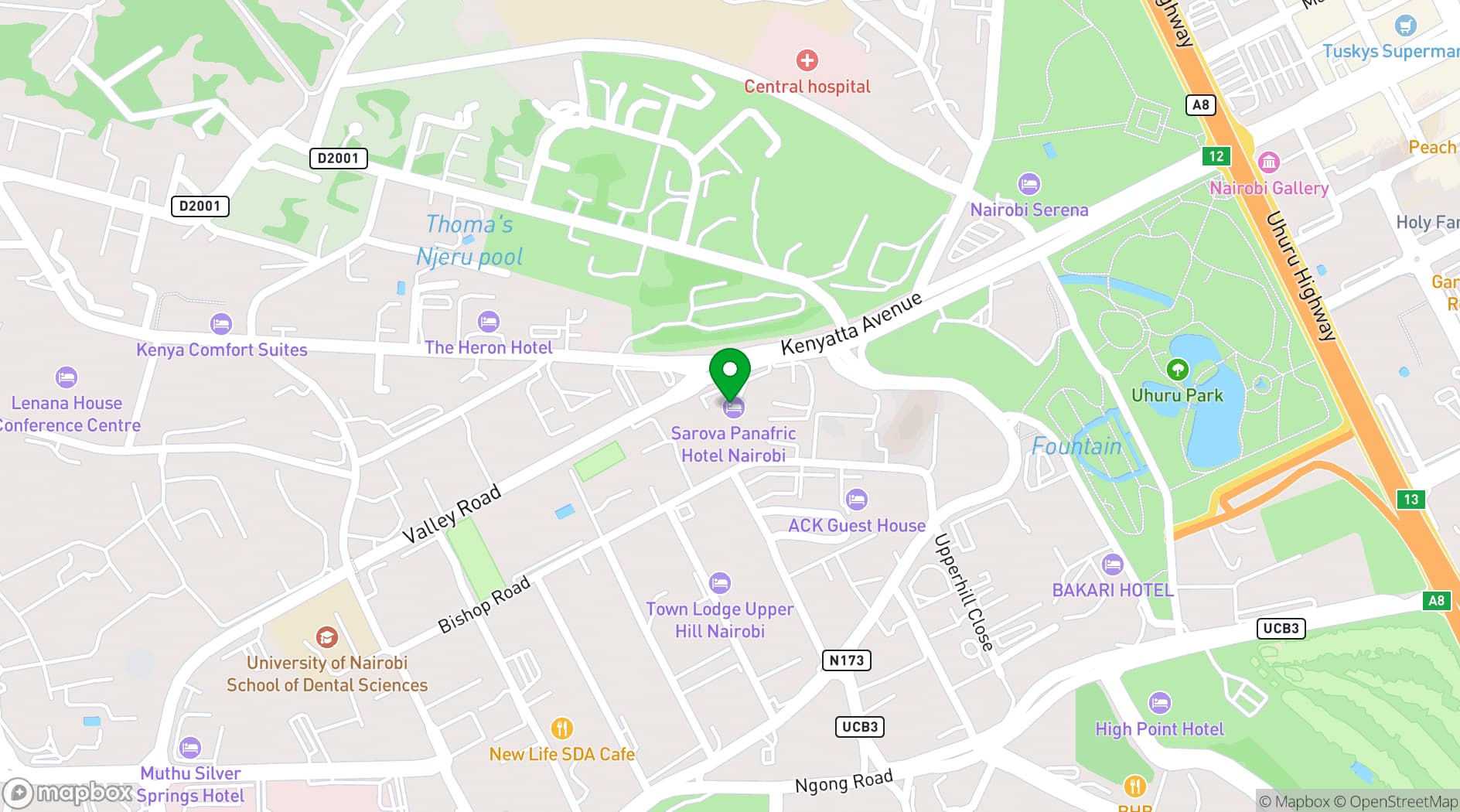 Map showing Nairobi Museums
