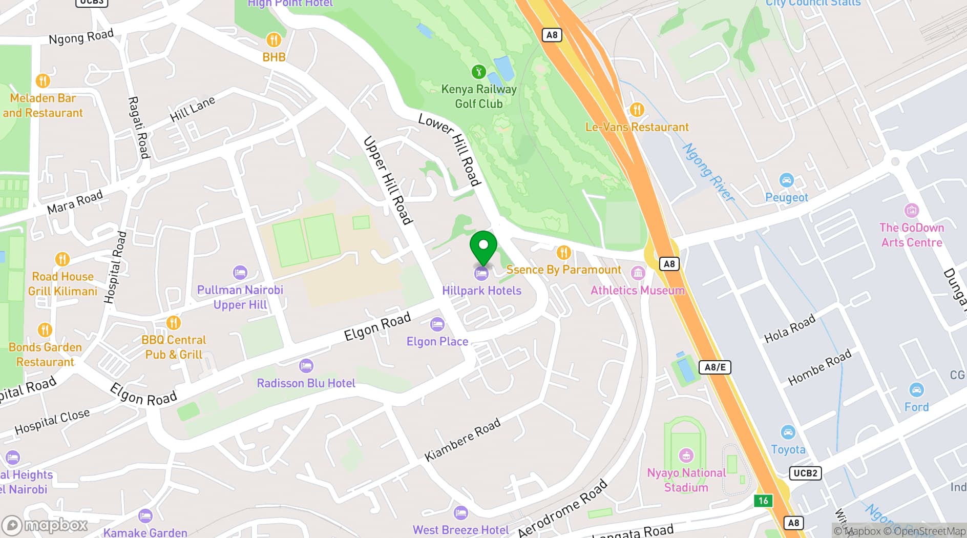Map showing Hillpark Hotel