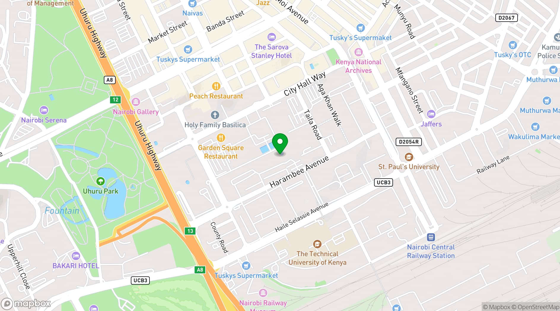 Map showing KICC (Event Centre)