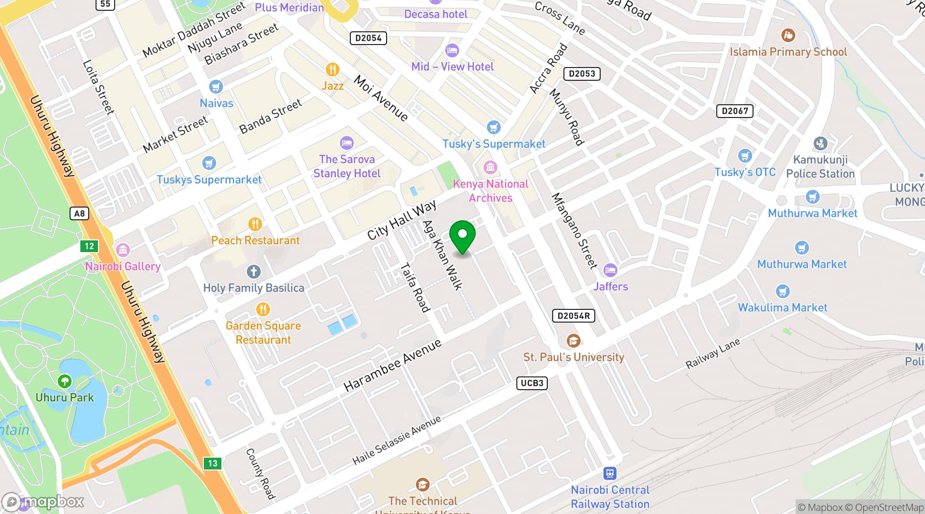 Map showing Nairobi Film Centre