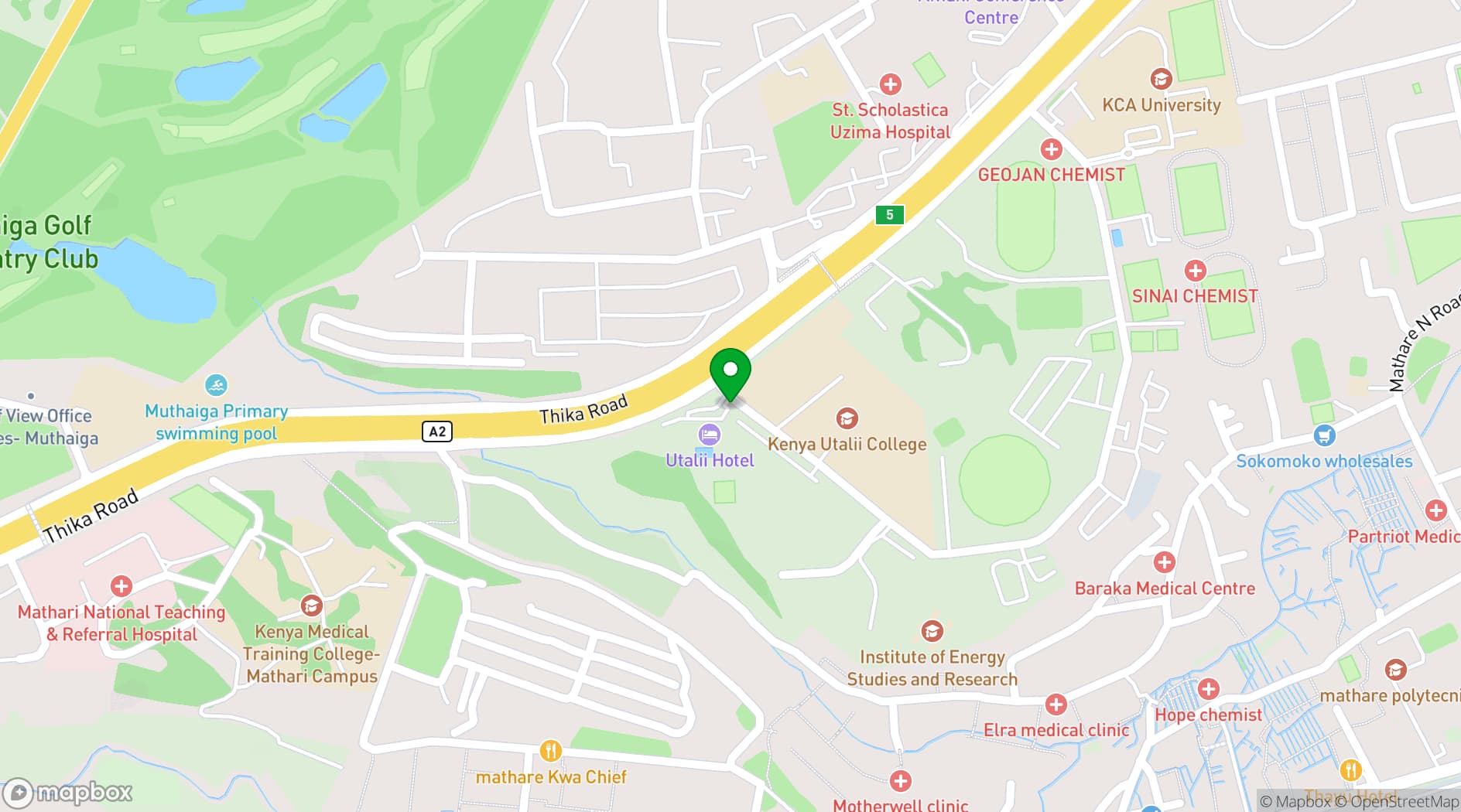 Map showing Utalii Hotel