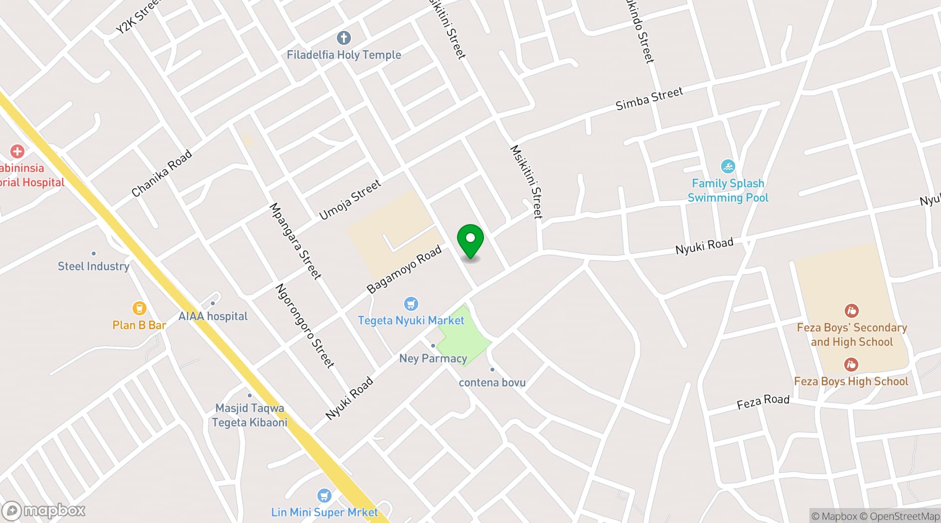 Map showing Mexico Lodge Dar es Salaam