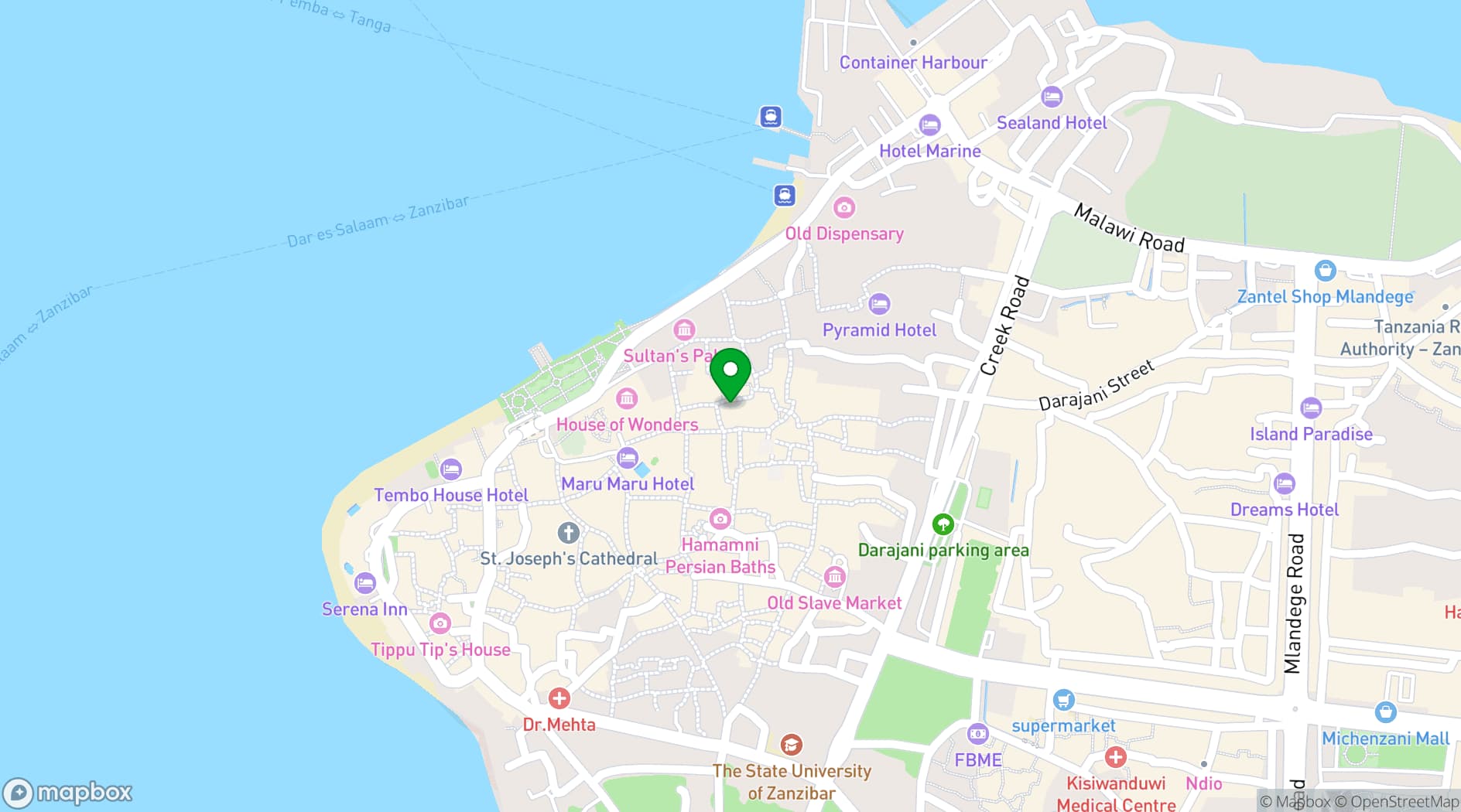Map showing Emerson Zanzibar