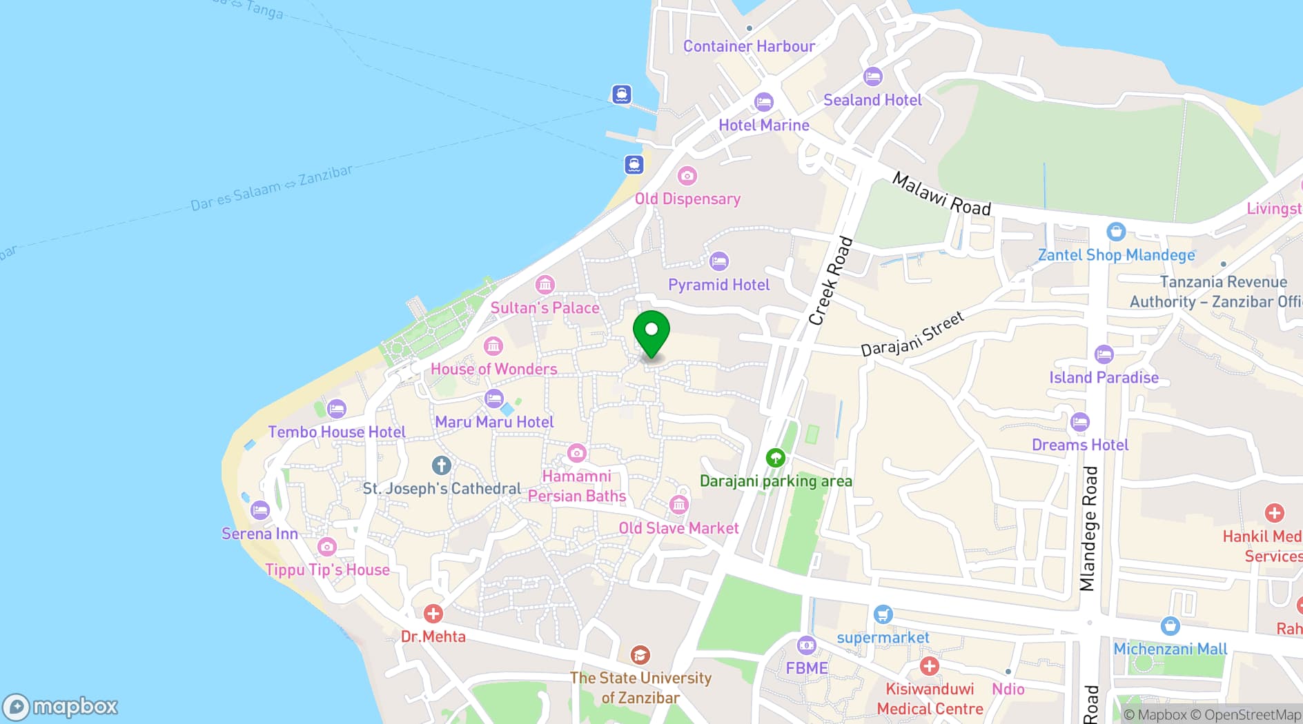 Map showing Secret Garden Restaurant