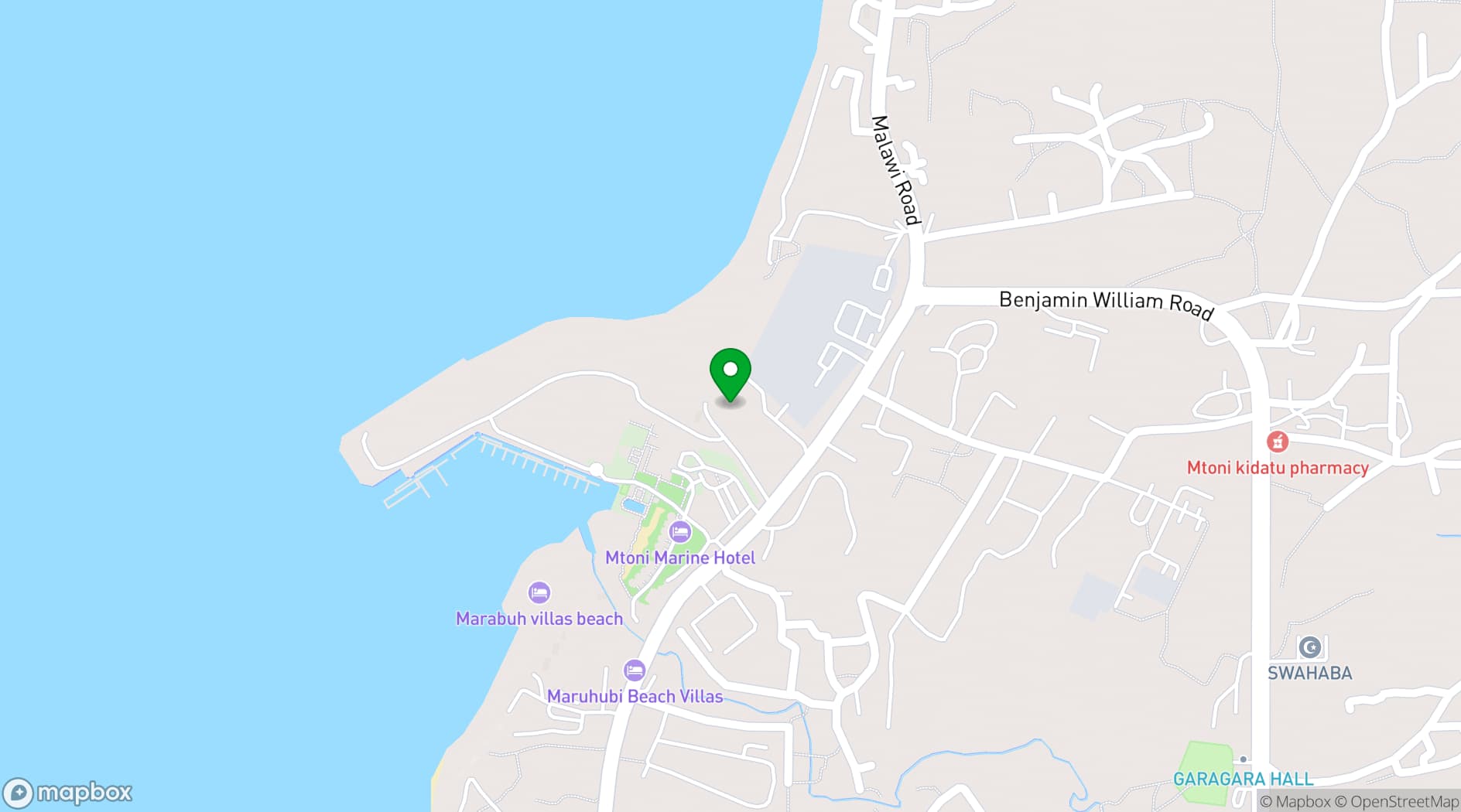 Map showing Mtoni Palace