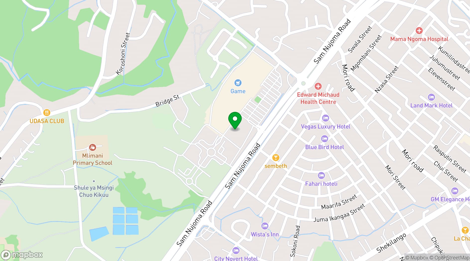 Map showing Mlimani City Conference Centre
