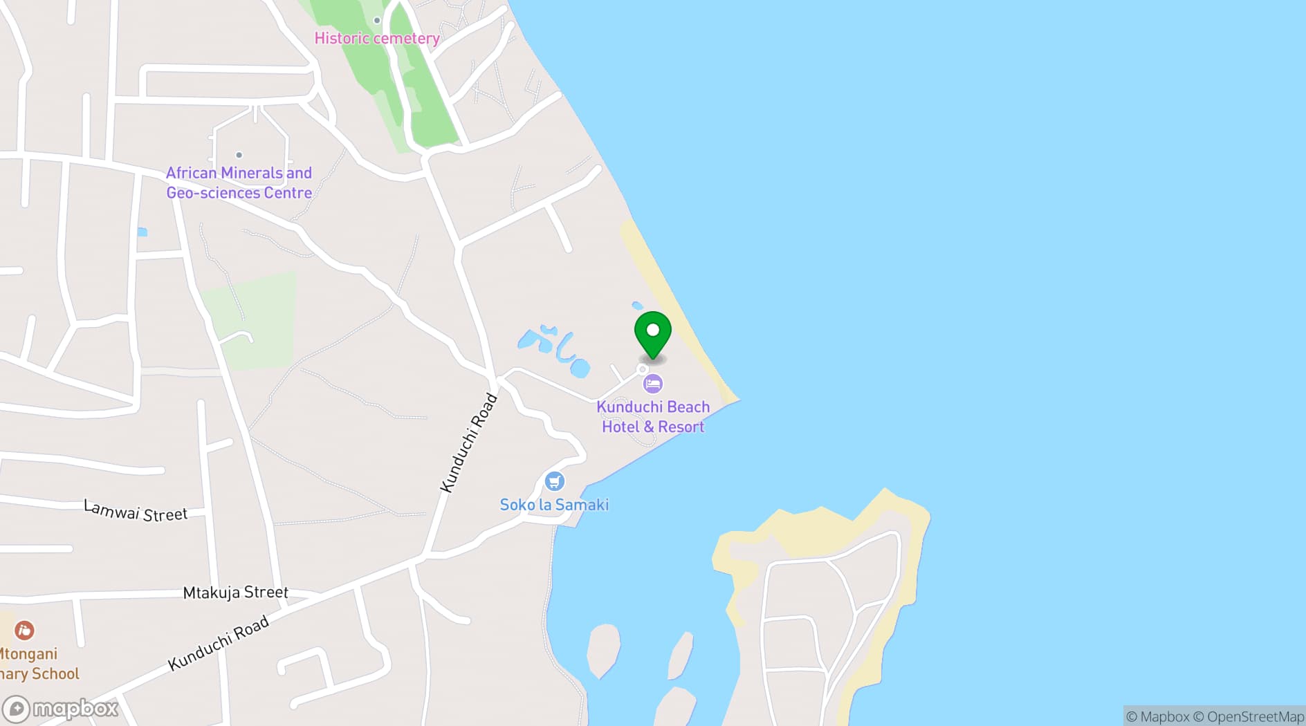 Map showing Kunduchi Beach Hotel & Resort