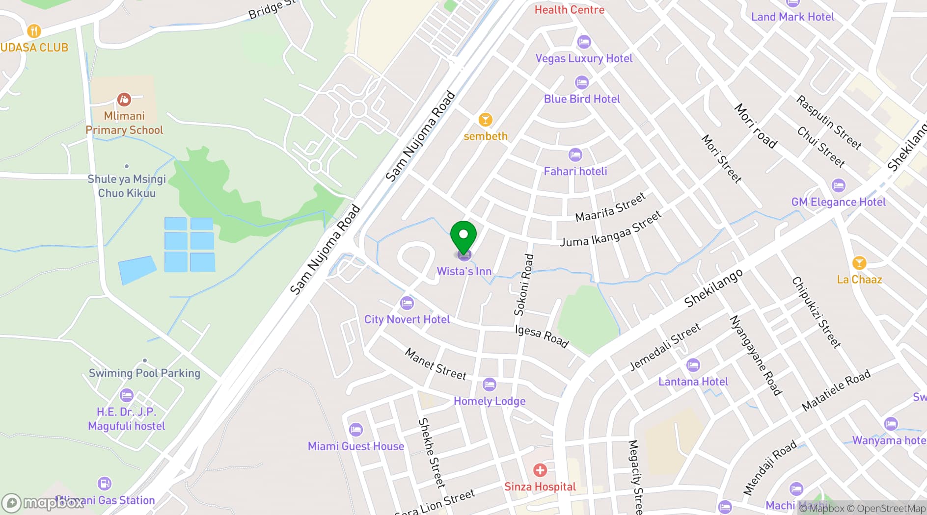 Map showing Wistas Inn