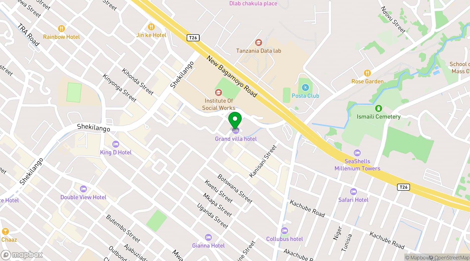 Map showing The Grand Villa Hotel