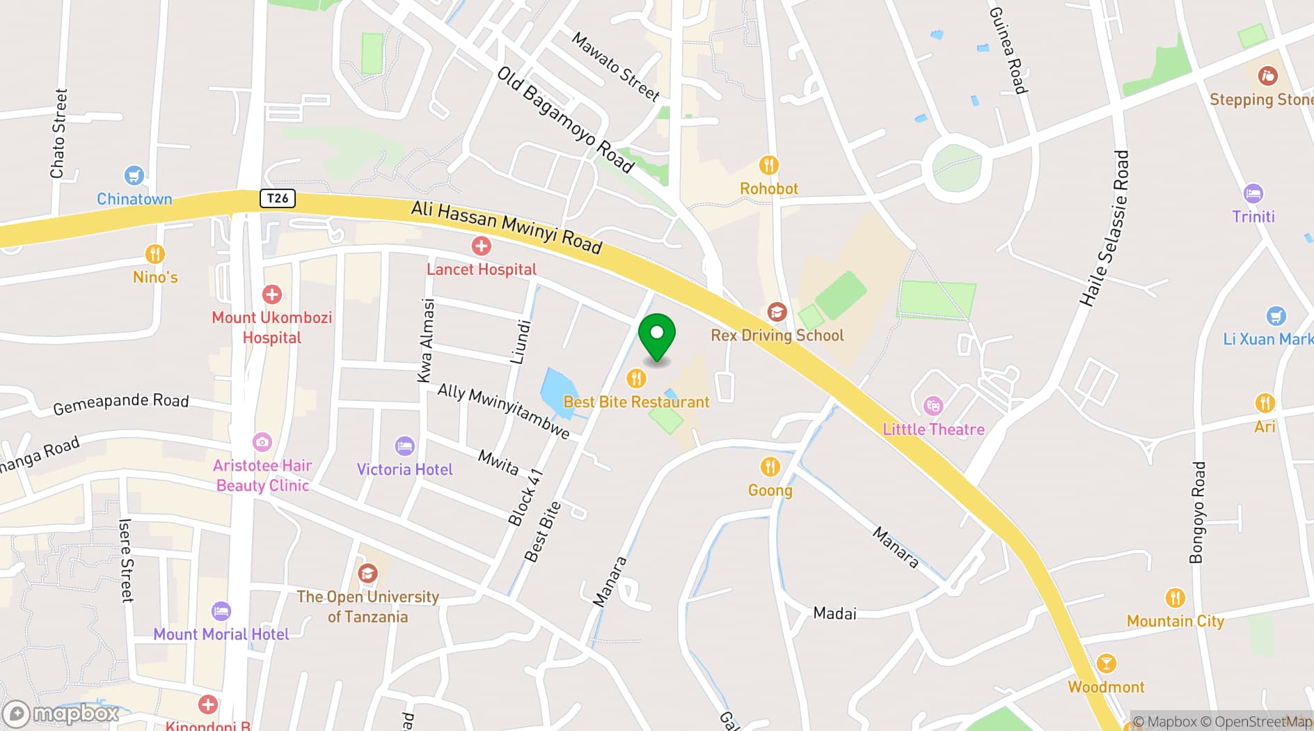 Map showing Nyumbani Lounge