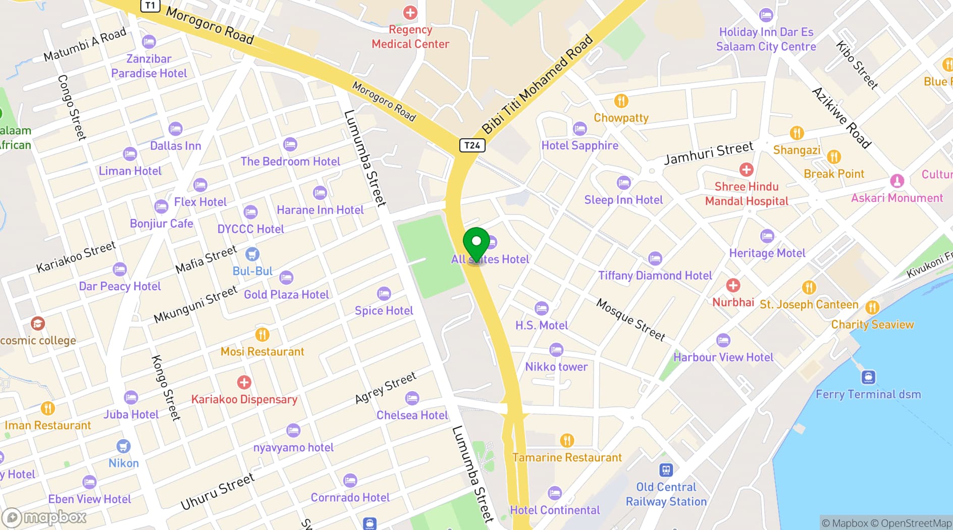 Map showing Bridal shops in Kurasini, Dar es Salaam Region
