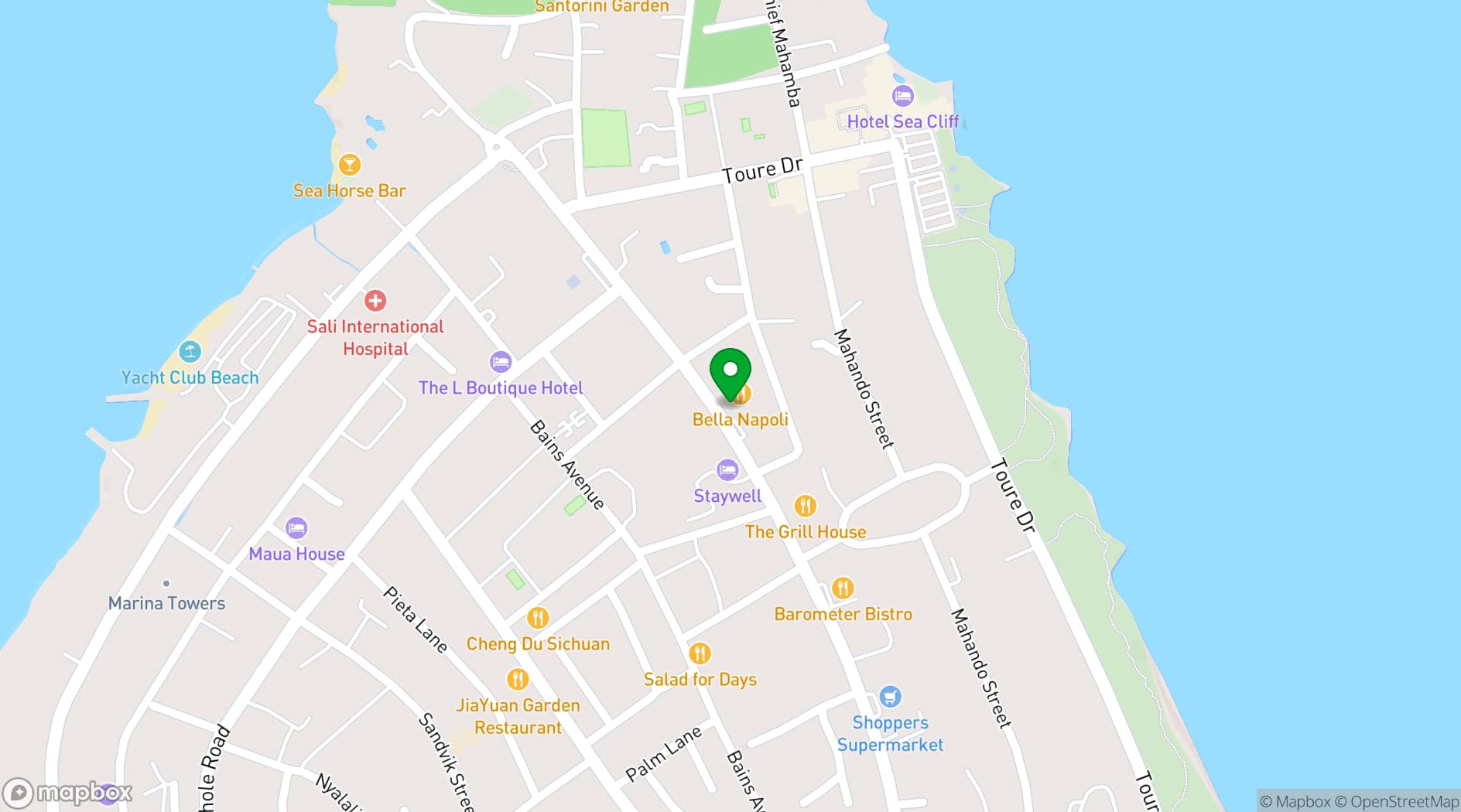 Map showing Ristorante Bella Napoli