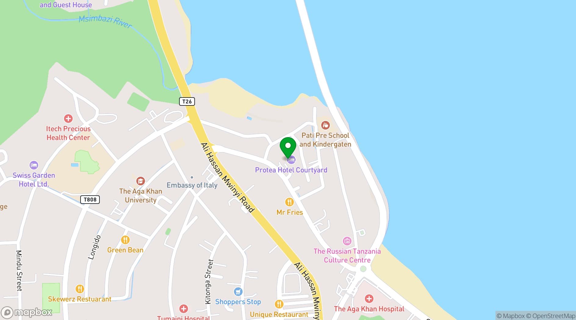 Map showing Protea Hotel by Marriott Dar es Salaam Courtyard