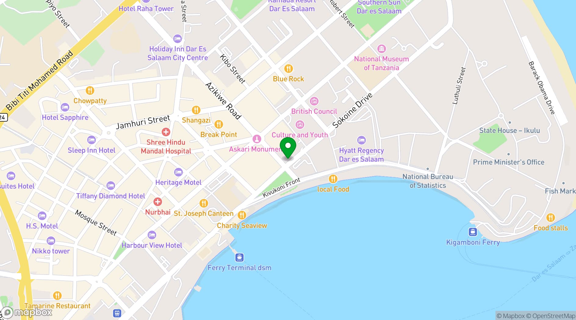 Map showing Four Points by Sheraton Dar es Salaam New Africa
