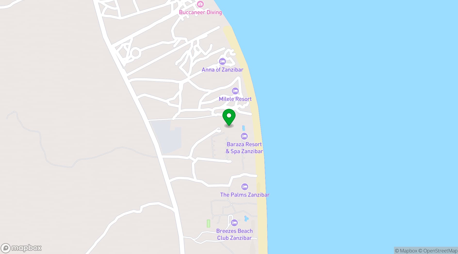 Map showing Baraza Resort & Spa Zanzibar