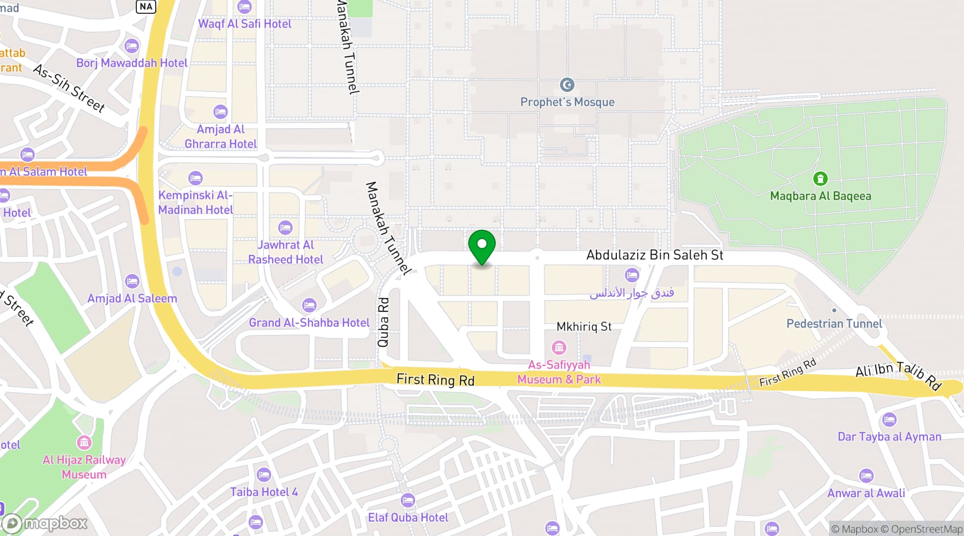 Map showing Rehab Al Nour Hotel Medina