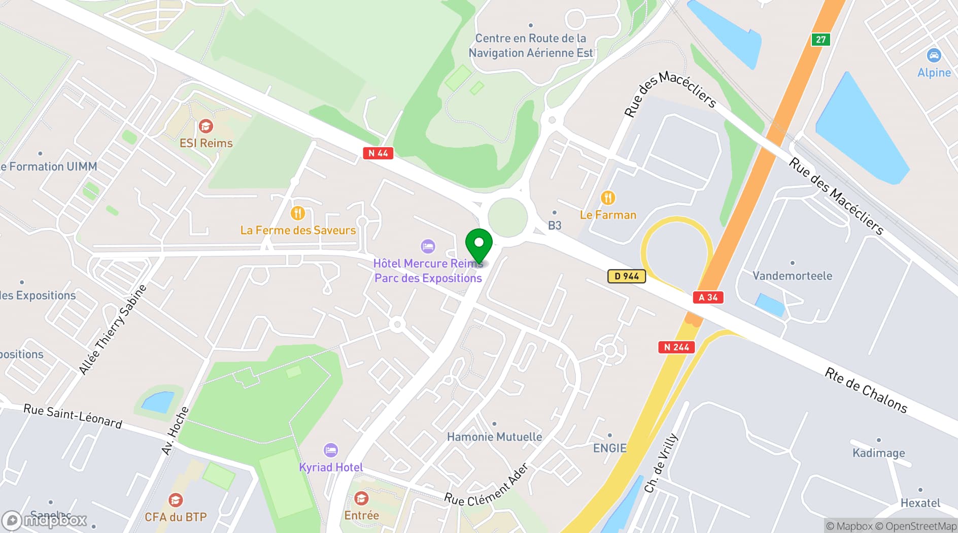 Map showing Mercure Reims Parc des Expositions Hotel