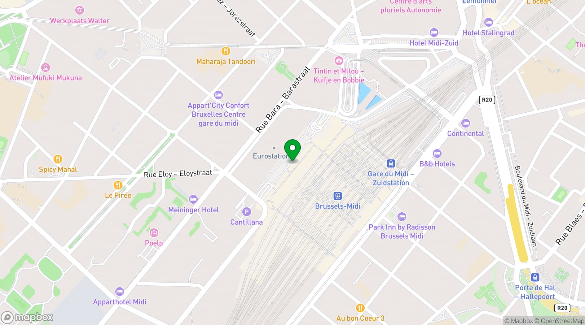 Map showing Pullman Brussels Centre Midi