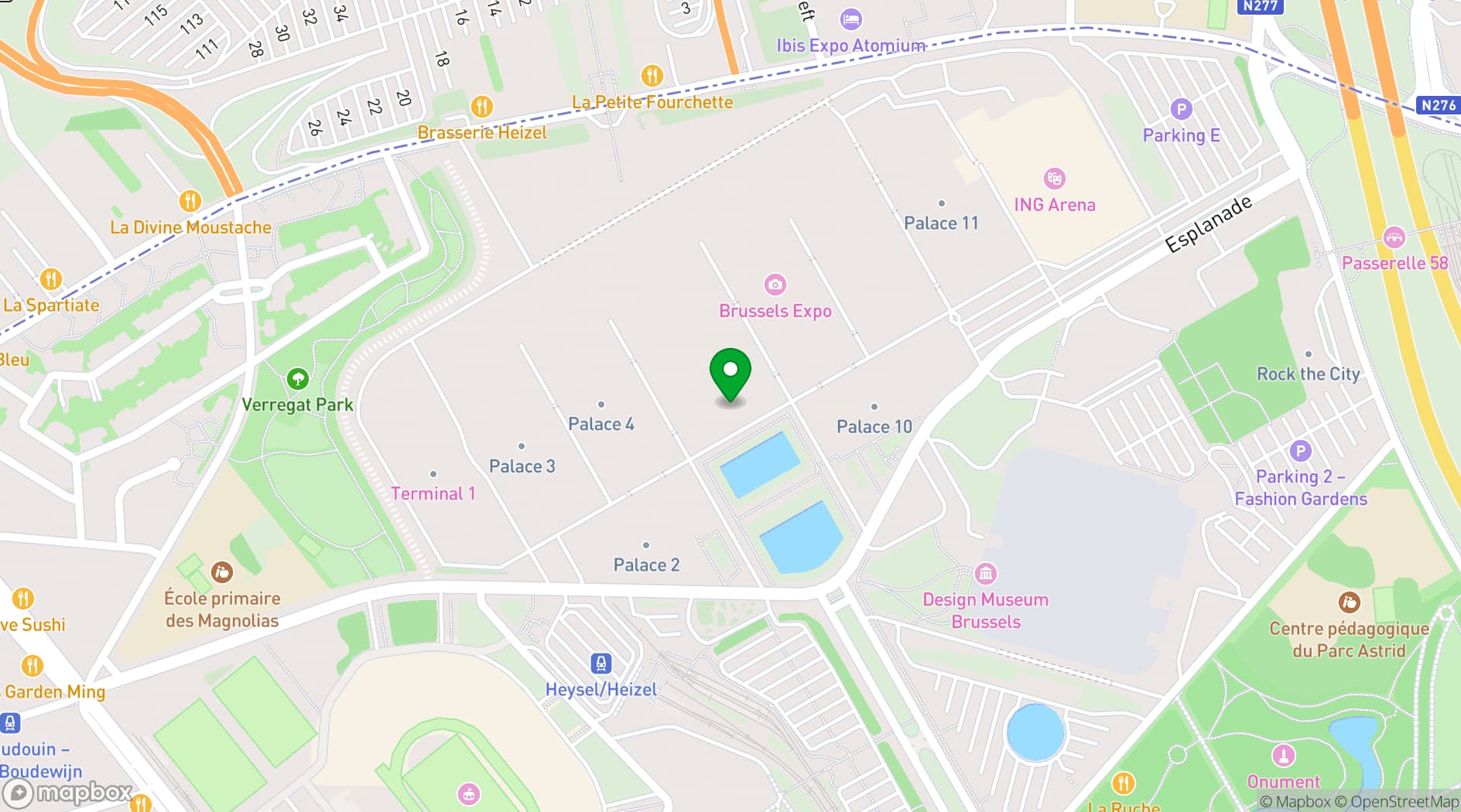 Map showing PALAIS 5 - Brussels Expo