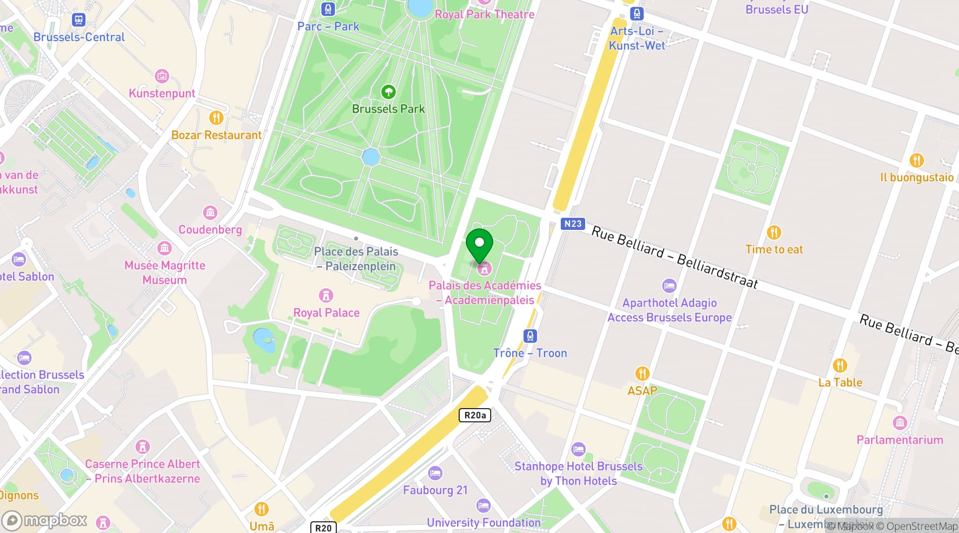 Map showing Palais des Académies