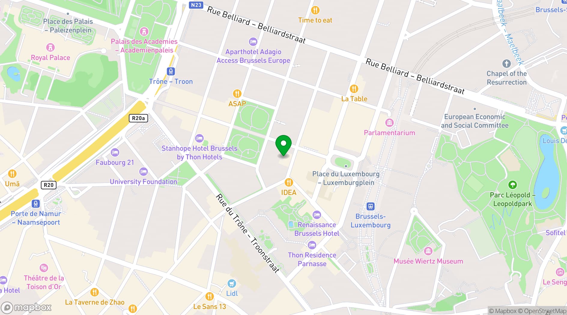 Map showing Hotel Leopold Brugge