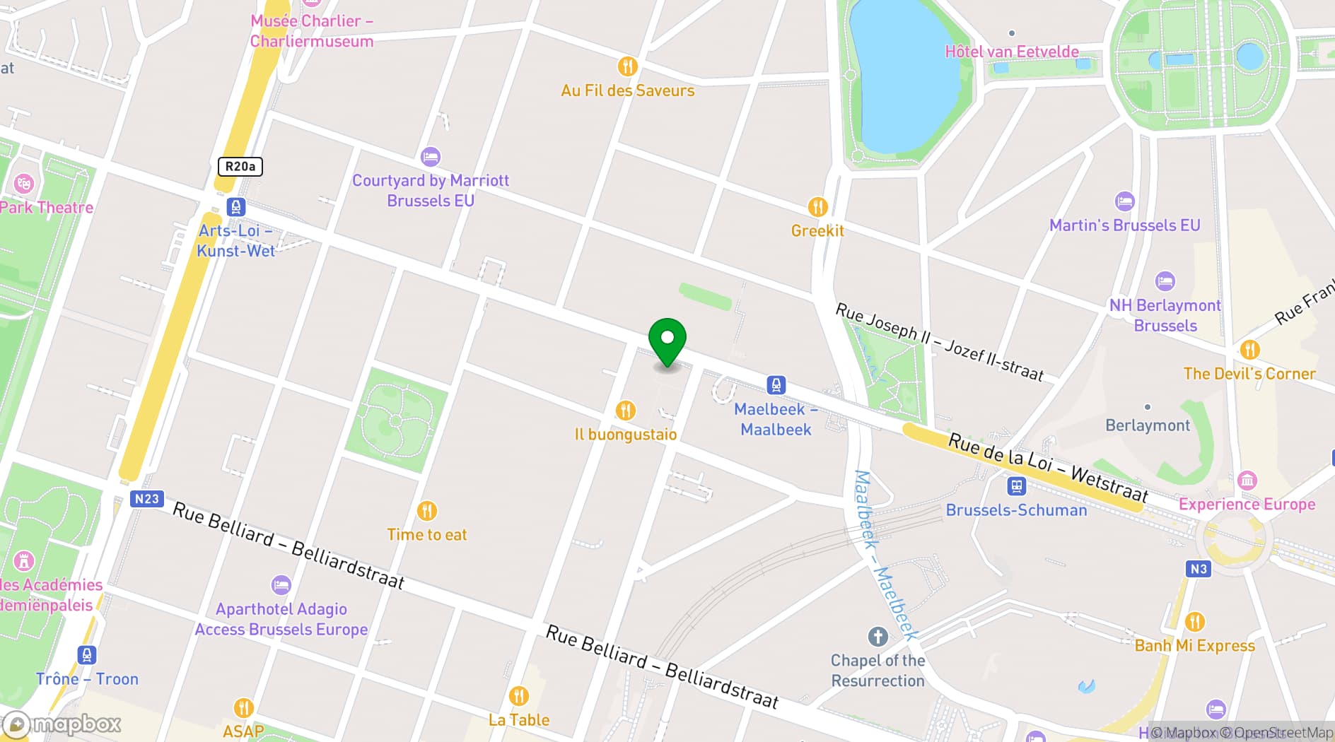 Map showing Thon Hotel EU