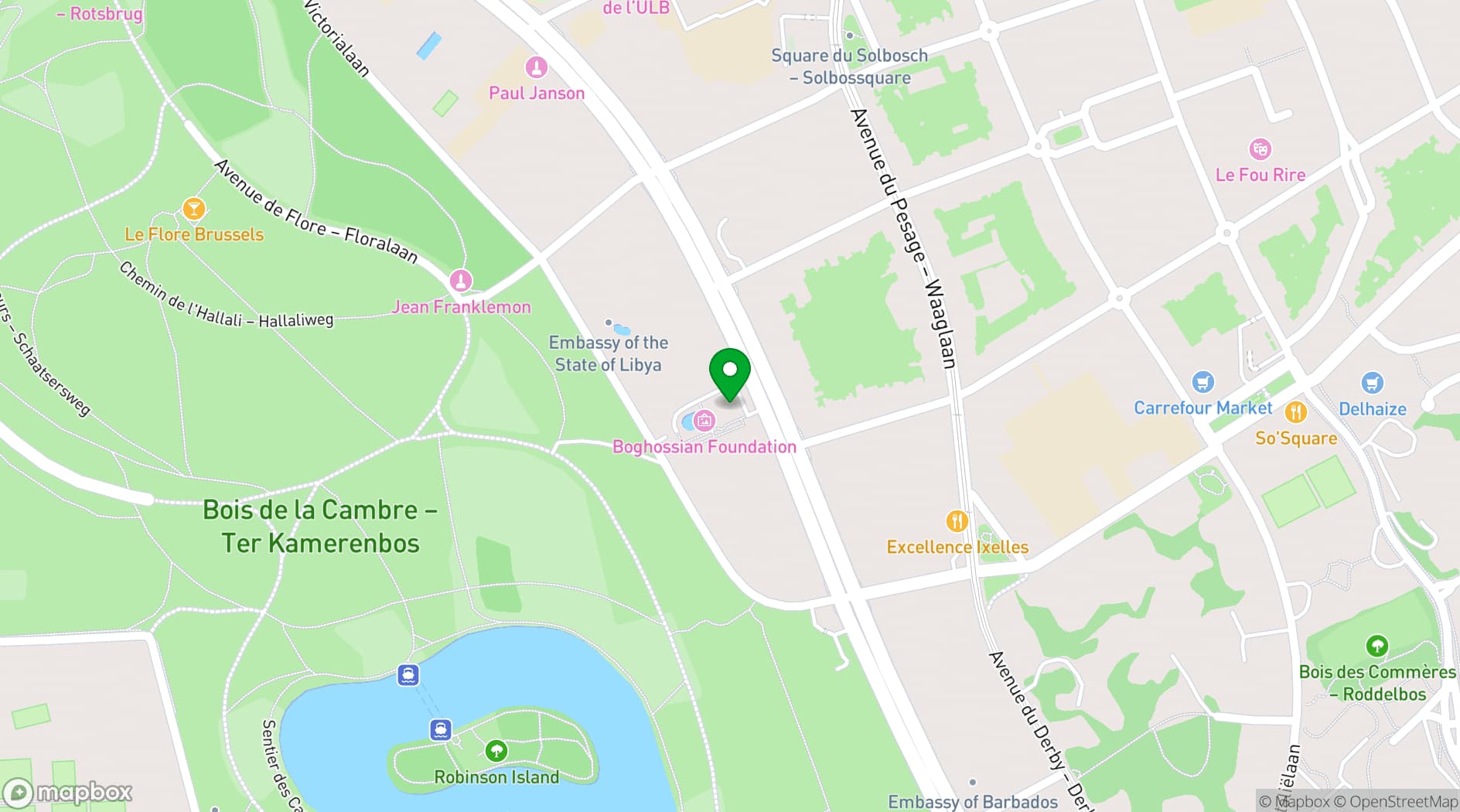 Map showing Villa Empain
