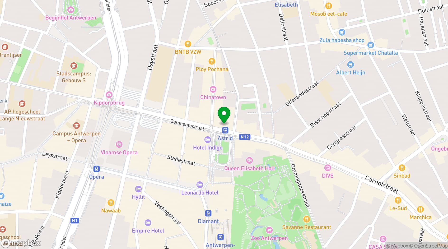 Map showing Radisson Blu Hotel, Antwerp City Centre