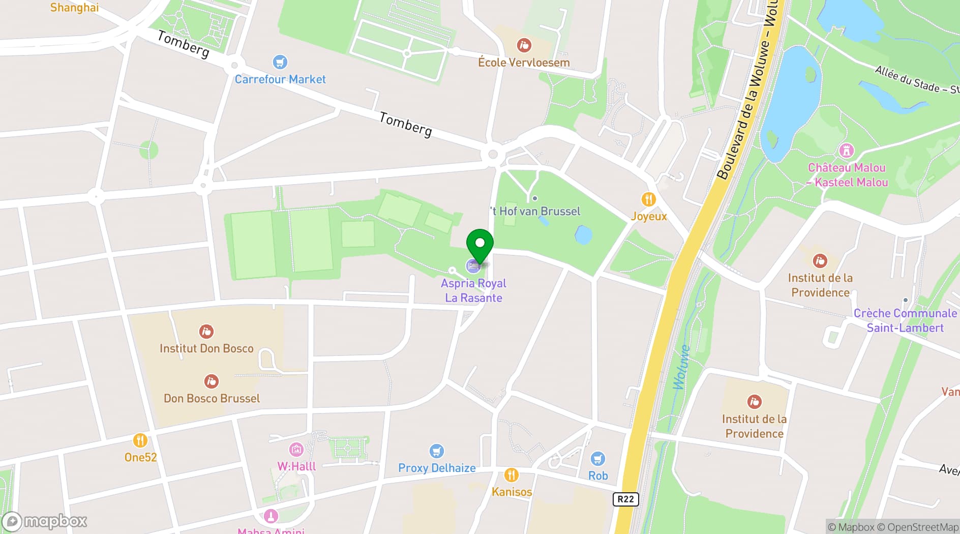 Map showing Aspria Royal La Rasante